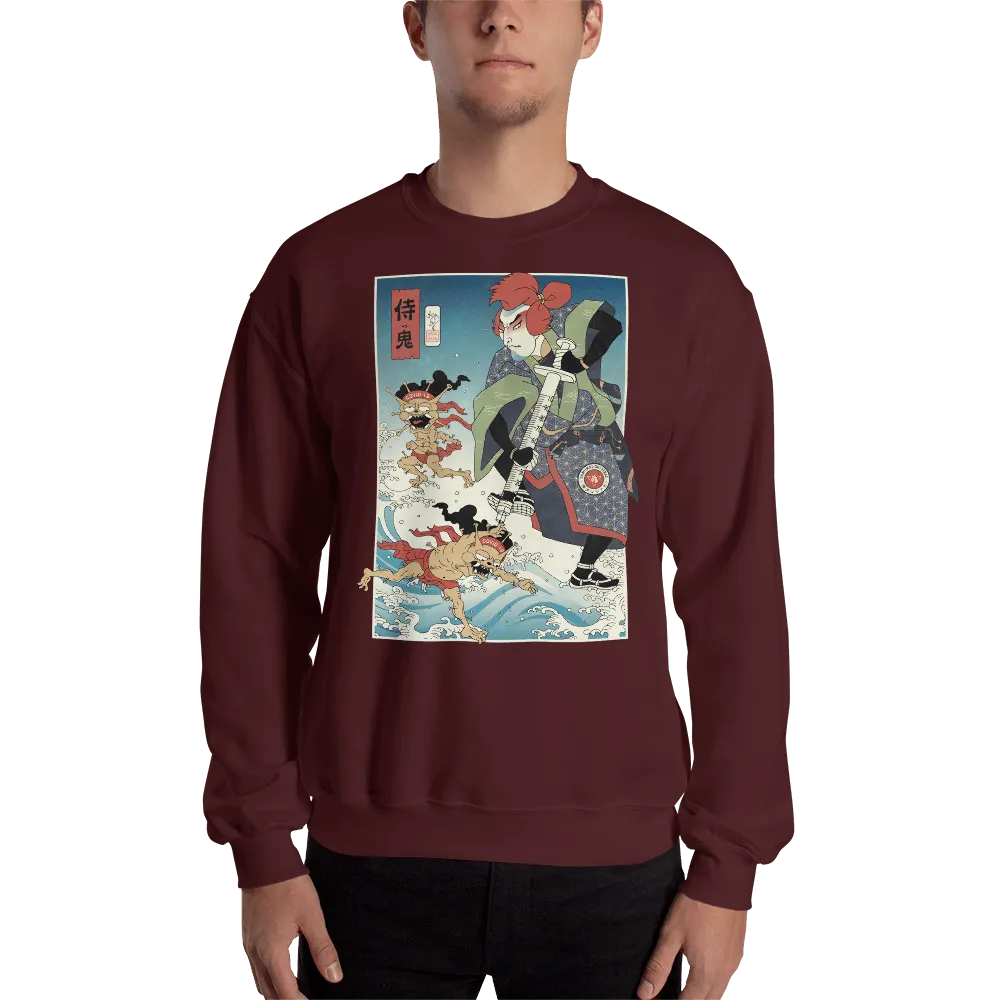 Samurai vs Demon Covid Ukiyo-e Unisex Sweatshirt Samurai Original