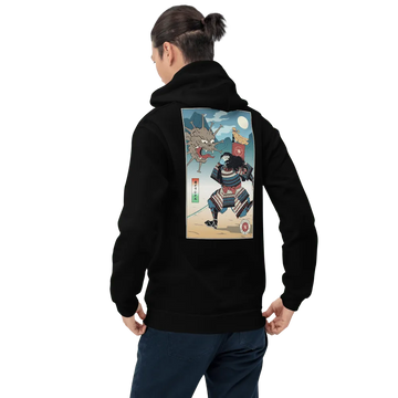 Samurai vs Virus Demon 3 Ukiyo-e Unisex Hoodie - Samurai Original