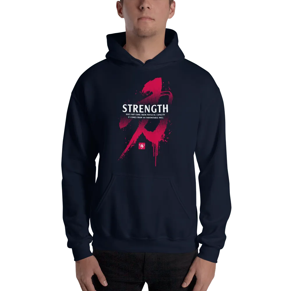 Strength Kanji Calligraphy Motivational Quote Unisex Hoodie Samurai Original