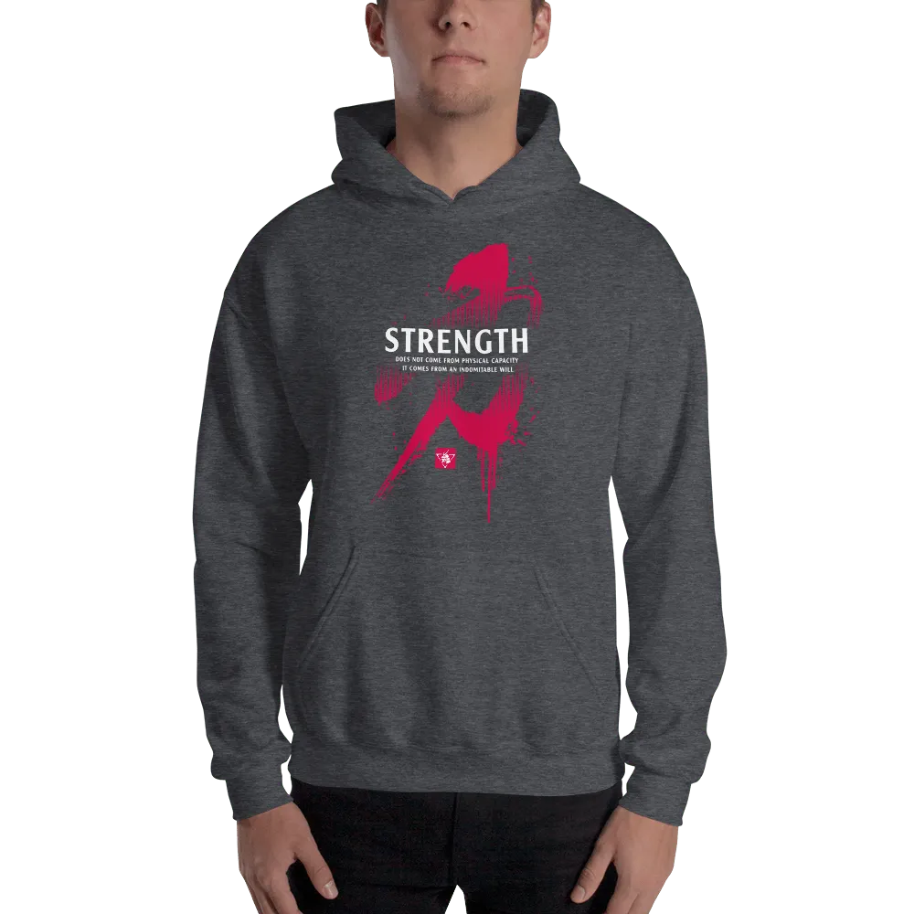 Strength Kanji Calligraphy Motivational Quote Unisex Hoodie Samurai Original