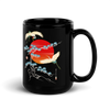 Crane Bird Japanese Ukiyo-e Black Glossy Mug -