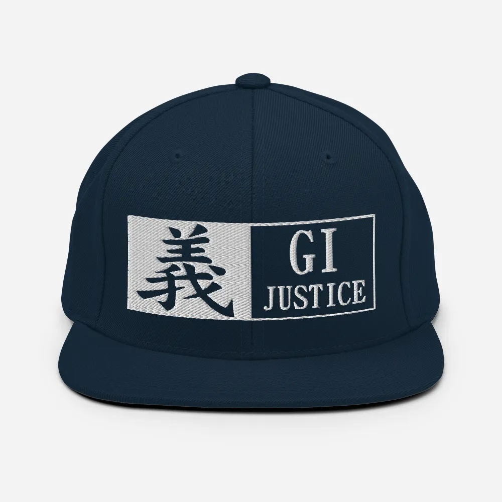 Justice-Gi Seven Virtues Of Bushido Japanese Kanji Snapback Hat - Dark Navy