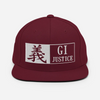 Justice-Gi Seven Virtues Of Bushido Japanese Kanji Snapback Hat - Maroon