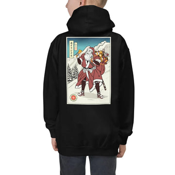 Samurai Santa Claus Merry Christmas Ukiyo-e Funny Kids Hoodie