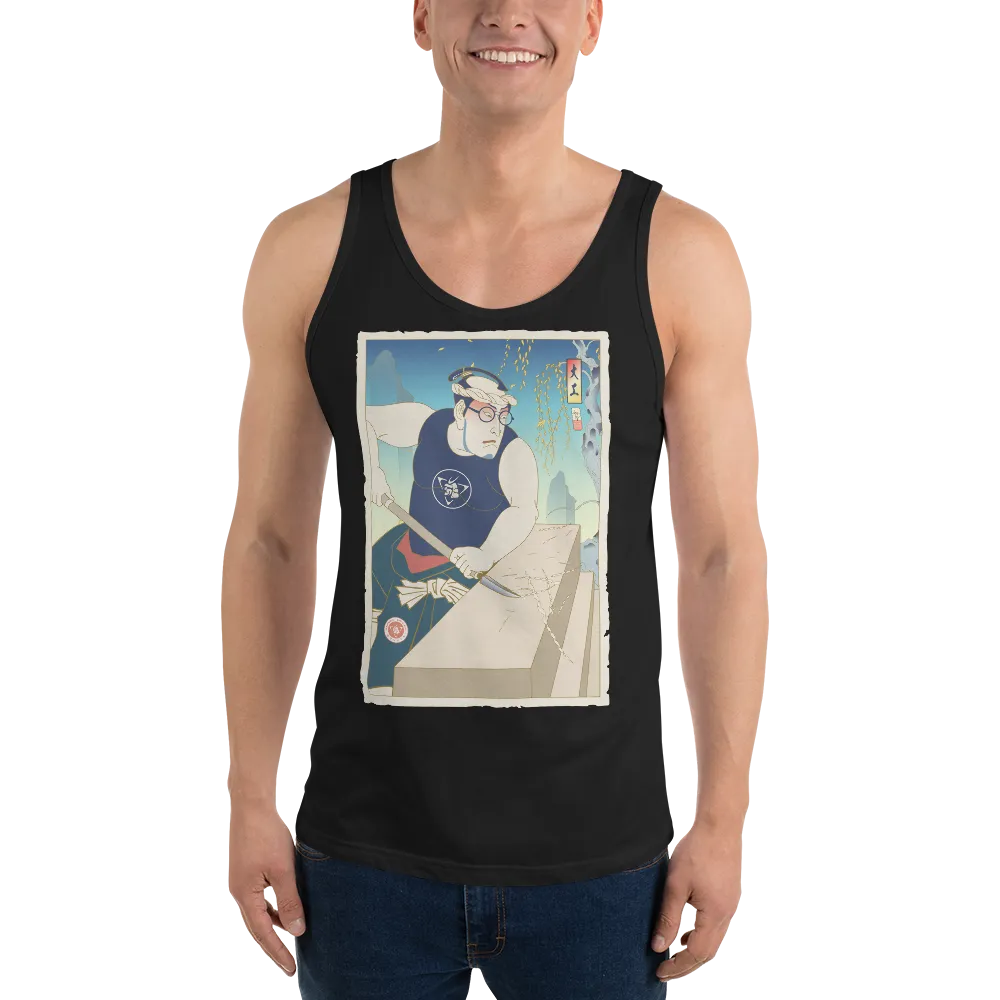 Samurai Carpenter 5 Wood Artisan Ukiyo-e Unisex Tank Top - Samurai Original