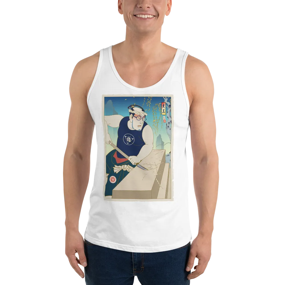 Samurai Carpenter 5 Wood Artisan Ukiyo-e Unisex Tank Top - Samurai Original