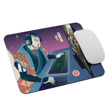 Samurai Gamer Streamer Ukiyo-e Mouse Pad - Samurai Original