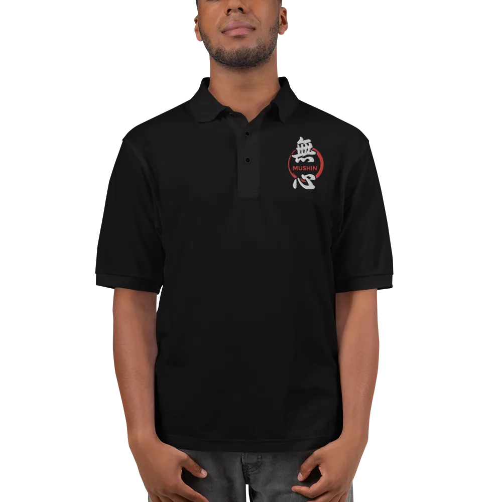 Mushin Japanese Kanji Calligraphy Men's Premium Polo - Samurai Original