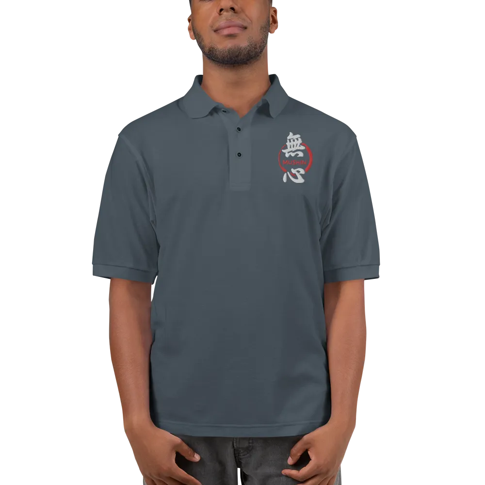 Mushin Japanese Kanji Calligraphy Men's Premium Polo - Samurai Original