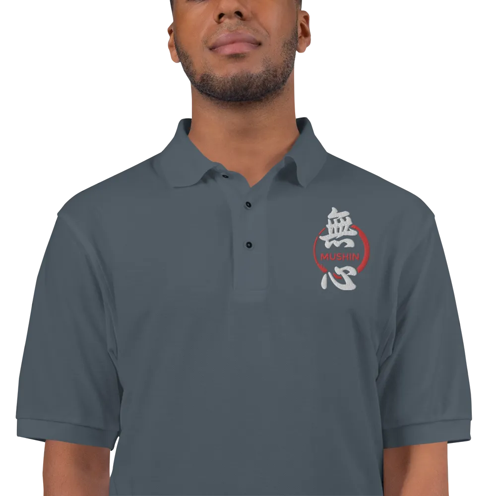 Mushin Japanese Kanji Calligraphy Men's Premium Polo - Samurai Original