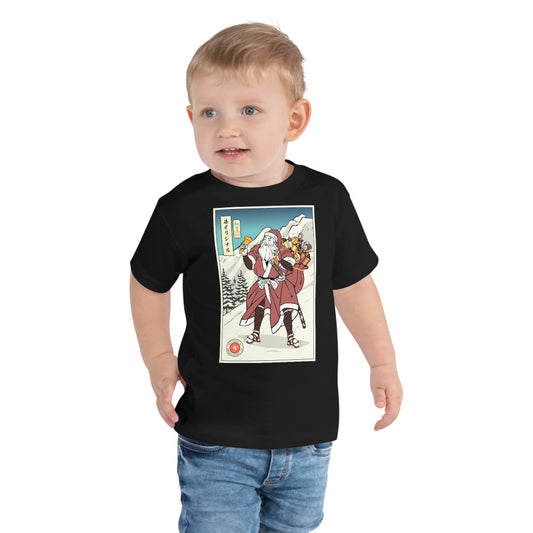 Samurai Santa Claus Merry Christmas Ukiyo-e Funny Toddler Short Sleeve Tee