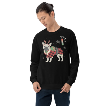 French Bulldog Funny Christmas Japanese Ukiyo-e Unisex Sweatshirt - Black / S