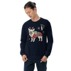 French Bulldog Funny Christmas Japanese Ukiyo-e Unisex Sweatshirt - Navy / S