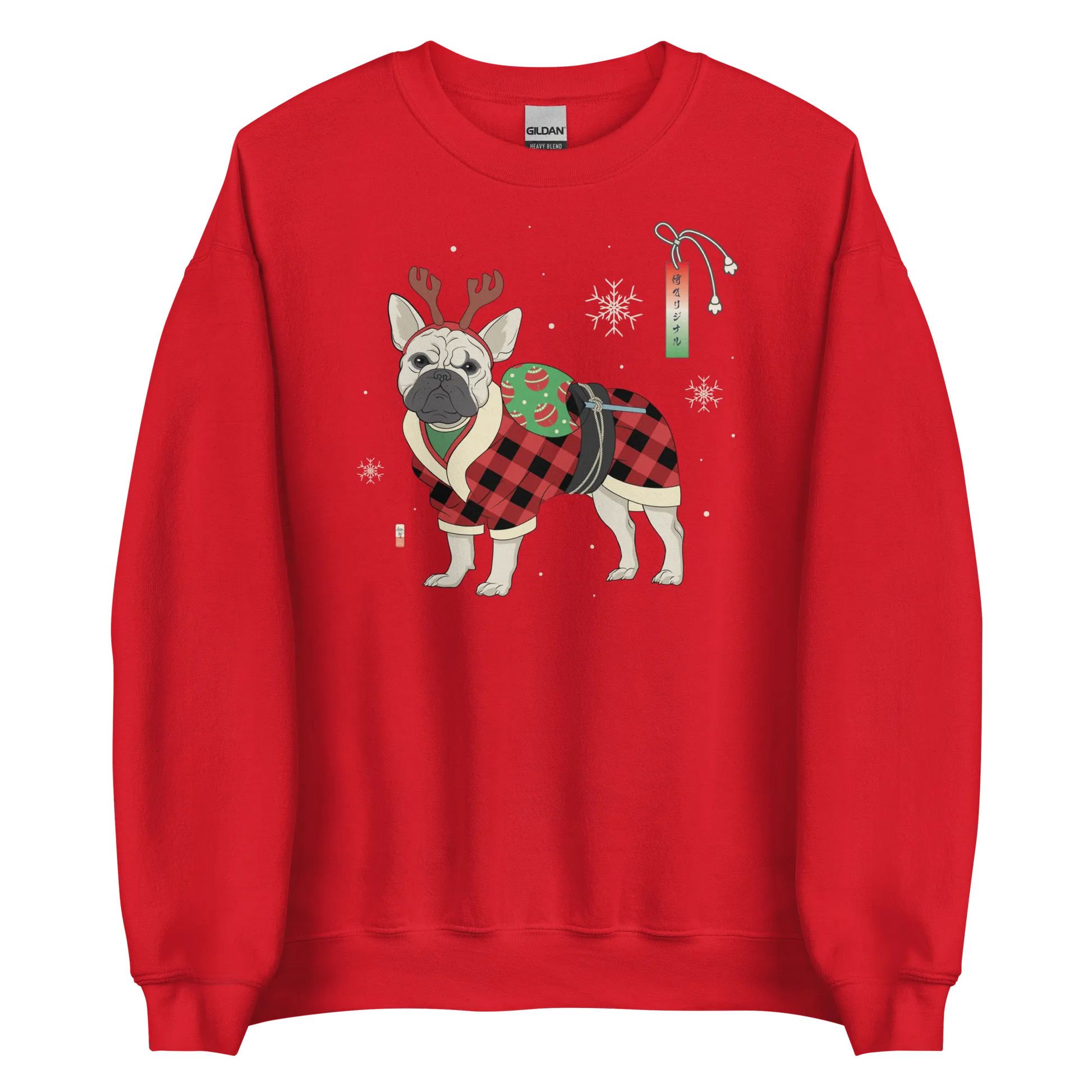 French Bulldog Funny Christmas Japanese Ukiyo-e Unisex Sweatshirt -