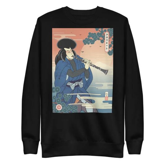 Samurai Clarinet Music Ukiyo-e Unisex Fleece Pullover - Samurai Original