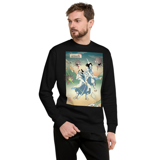 Doctor Nurse vs Virus Demon Japanese Ukiyo-e Unisex Premium Sweatshirt - Black / S