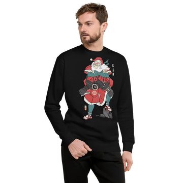 Santa Claus Photographer Camera Ukiyo-e Unisex Premium Sweatshirt