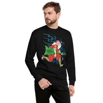 Santa Claus Bassist Music Ukiyo-e Unisex Fleece Pullover - Samurai Original