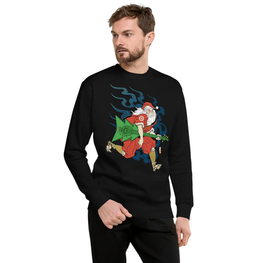 Santa Claus Bassist Music Ukiyo-e Unisex Fleece Pullover - Samurai Original