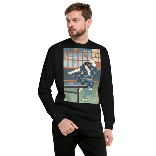 Samurai Table Tennis Ping Pong Ukiyo-e Unisex Fleece Pullover - Samurai Original