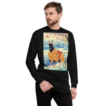 Dog Doberman Pinscher Japanese Ukiyo-e Unisex Premium Sweatshirt - Black / S