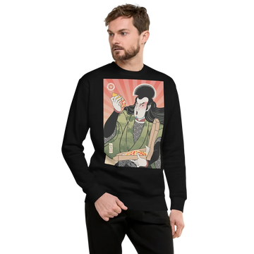 Samurai & Pizza Fast Food Japanese Ukiyo-e Unisex Fleece Pullover - Samurai Original