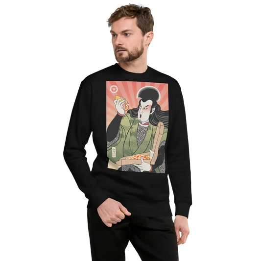 Samurai & Pizza Fast Food Japanese Ukiyo-e Unisex Fleece Pullover - Samurai Original