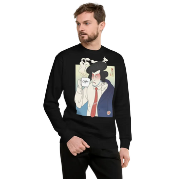 Samurai Drink Coffee Ukiyo-e Unisex Premium Sweatshirt