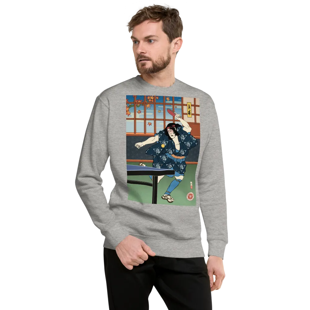 Samurai Table Tennis Ping Pong Ukiyo-e Unisex Fleece Pullover - Samurai Original