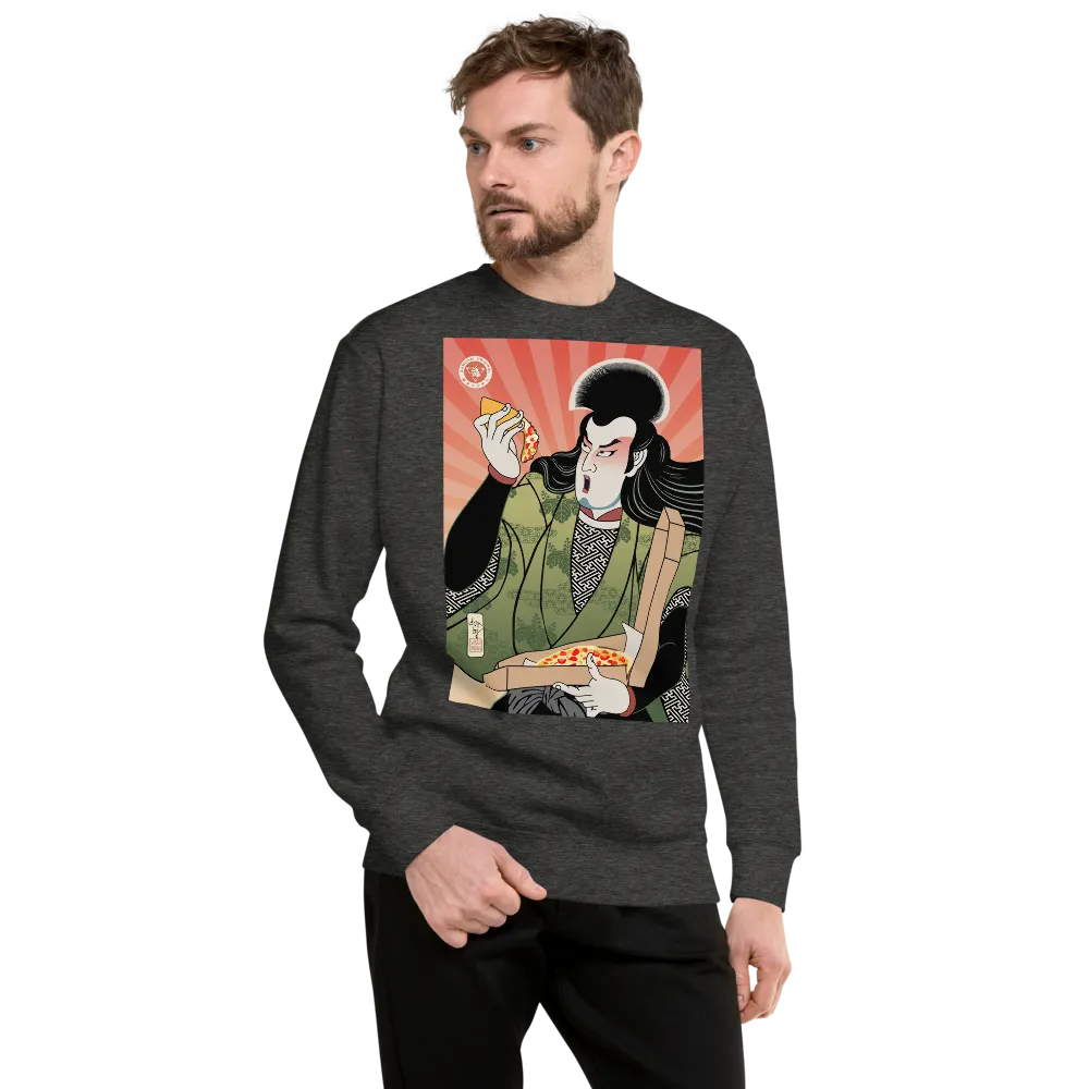 Samurai & Pizza Fast Food Japanese Ukiyo-e Unisex Fleece Pullover - Samurai Original