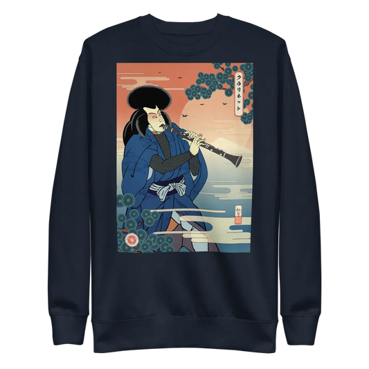 Samurai Clarinet Music Ukiyo-e Unisex Fleece Pullover - Samurai Original