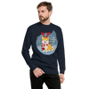 Dog Akita Funny Christmas Japanese Ukiyo-e Unisex Premium Sweatshirt - Navy Blazer / S