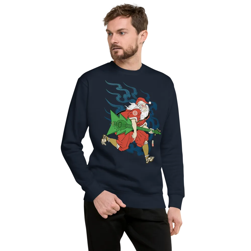 Santa Claus Bassist Music Ukiyo-e Unisex Fleece Pullover - Samurai Original