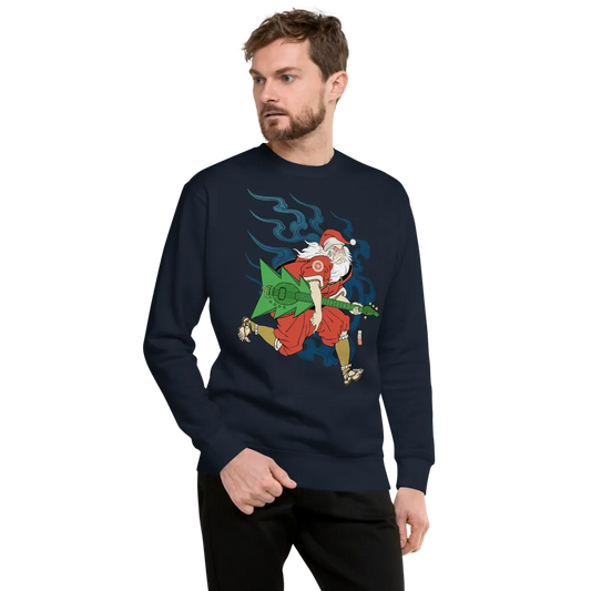 Santa Claus Bassist Music Ukiyo-e Unisex Fleece Pullover - Samurai Original