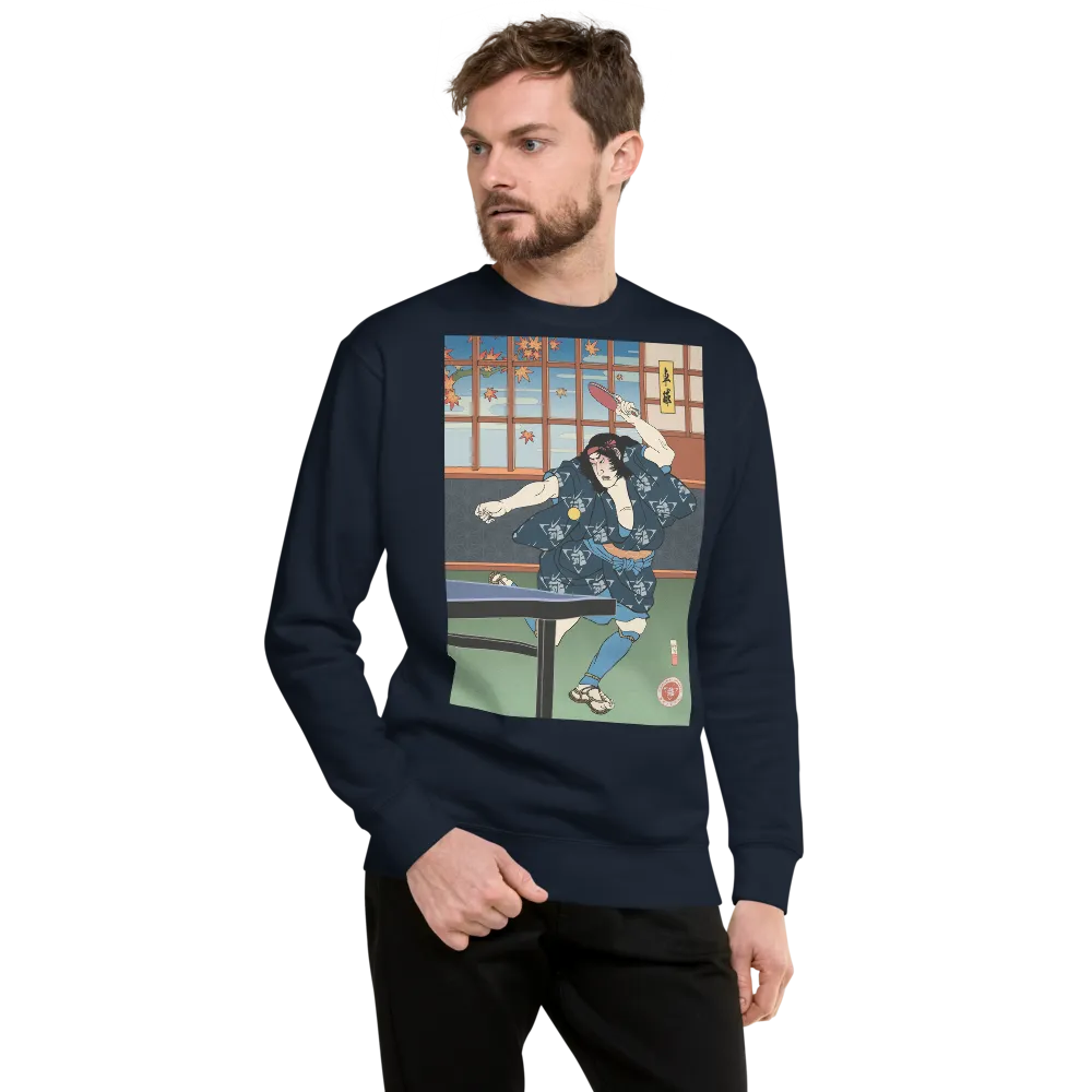 Samurai Table Tennis Ping Pong Ukiyo-e Unisex Fleece Pullover - Samurai Original