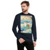 Dog Akita Funny Japanese Ukiyo-e Unisex Premium Sweatshirt - Navy Blazer / S