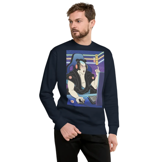 Samurai Gamer 2 Streamer Ukiyo-e Unisex Fleece Pullover - Samurai Original