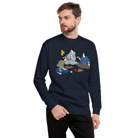 Samurai Drinking Sake Ukiyo-e Unisex Premium Sweatshirt