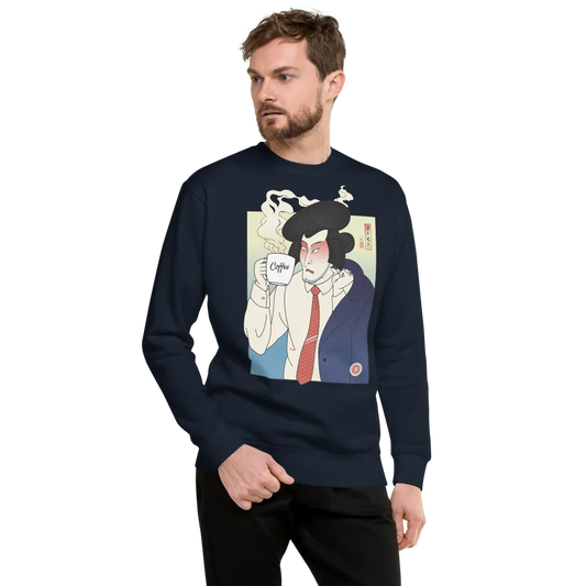 Samurai Drink Coffee Ukiyo-e Unisex Premium Sweatshirt