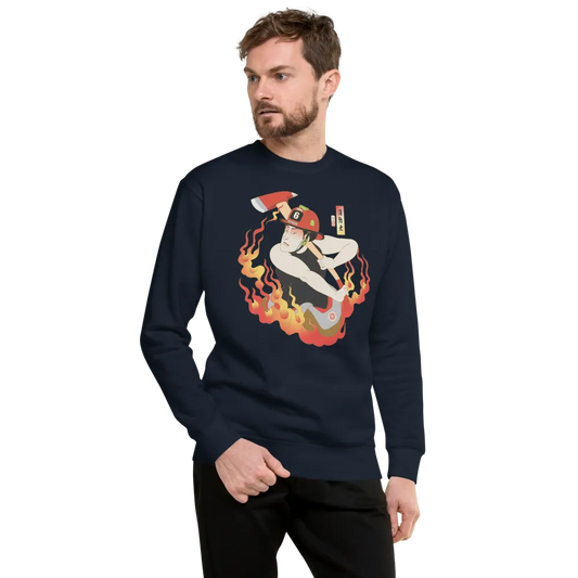 Samurai Firefighter Fireman Ukiyo-e Unisex Premium Sweatshirt