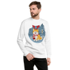 Dog Akita Funny Christmas Japanese Ukiyo-e Unisex Premium Sweatshirt - White / S