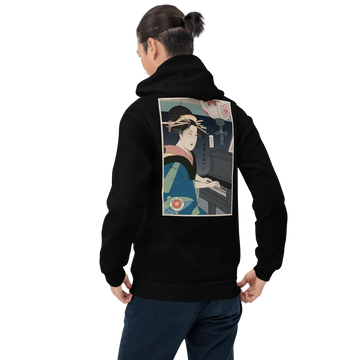 Geisha Piano Player Music Japanese Ukiyo-e Unisex Hoodie - Black / S