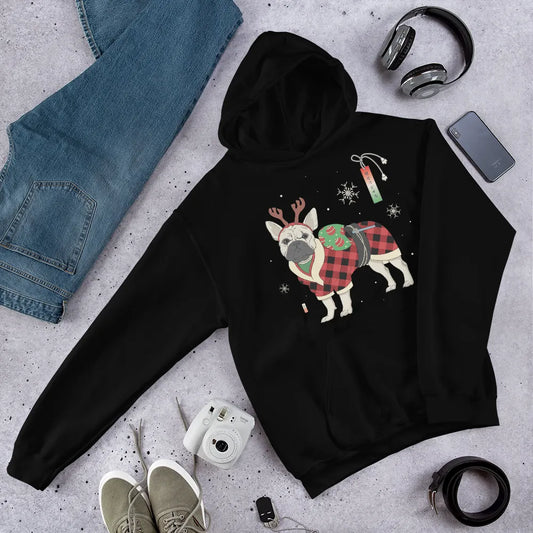 French Bulldog Funny Christmas Japanese Ukiyo-e Unisex Hoodie -