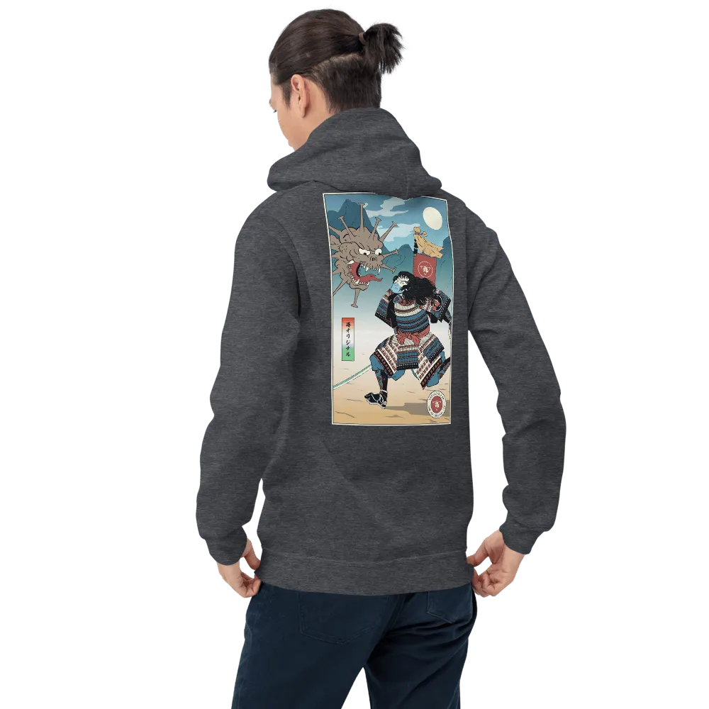 Samurai vs Virus Demon 3 Ukiyo-e Unisex Hoodie - Samurai Original