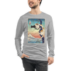 Cat Photographer Funny Japanese Ukiyo-e Unisex Long Sleeve Tee - Athletic Heather / S