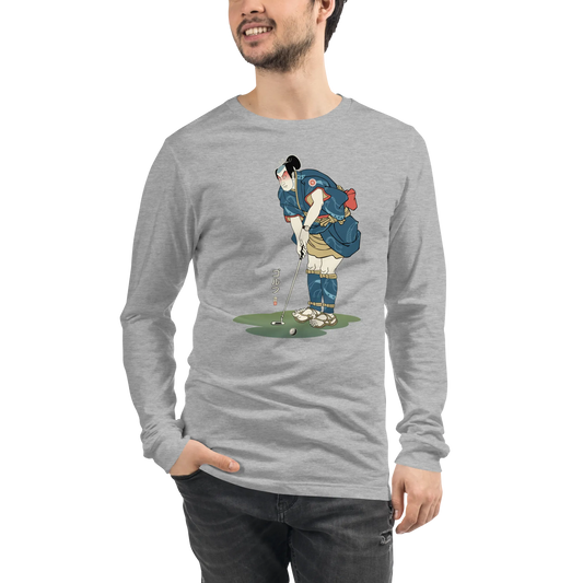 Samurai Golf Player Ukiyo-e 2 Unisex Long Sleeve Tee - Athletic Heather / S