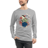 Cat Samurai Funny Ukiyo-e Japanese Unisex Long Sleeve Tee - Athletic Heather / S