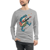 Frog Guitar Bass Funny Japanese Ukiyo-e Unisex Long Sleeve Tee - Athletic Heather / S