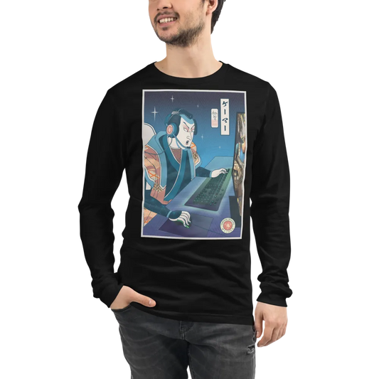 Samurai Gamer Streamer Ukiyo-e Unisex Long Sleeve Tee - Samurai Original