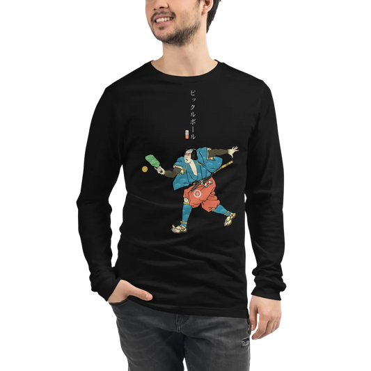 Samurai Play Pickleball Ukiyo-e Unisex Long Sleeve Tee